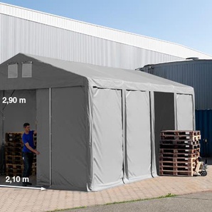 5x8 m Lagerzelt, PVC-Plane, grau, mit Bodenrahmen, ohne Statik - (79803)