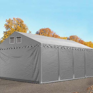 5x8 m Lagerzelt, PVC-Plane, grau, mit Bodenrahmen, ohne Statik - (8572BL)