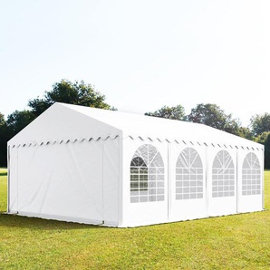 5x8m Partyzelt, PVC-Plane, weiß, mit Bodenrahmen - (7918)