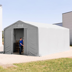 5x8m Zelthalle, PVC-Plane, grau, mit Statik (Betonuntergrund) - (94093)