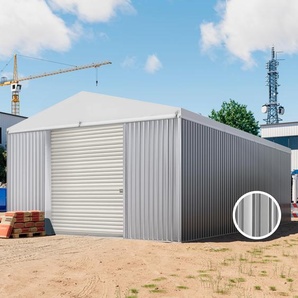 6,02 x 11,56 m VALOR, Stahldach, Leichtbauhalle, Trapezblechverkleidung, Grau, mit Statik (Erduntergrund) - (KROV00035)