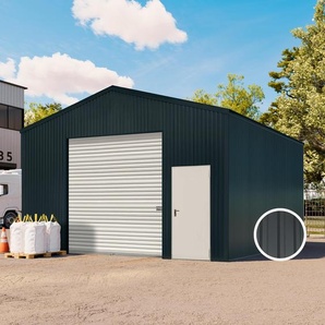 6,02 x 5,82 m TITAN, Stahldach, Leichtbauhalle, Trapezblechverkleidung, Anthrazit, mit Statik (Erduntergrund), mit Regenrinne - (KROV00129)