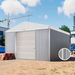 6,02 x 5,98 m VALOR, Stahldach, Leichtbauhalle, Trapezblechverkleidung, Grau, mit Statik (Erduntergrund) - (KROV00039)