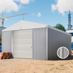 6,02 x 8,69 m VALOR, Stahldach, Leichtbauhalle, Trapezblechverkleidung, Grau, mit Statik (Betonuntergrund) - (KROV00038)