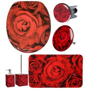6-teiliges Badezimmer Set Rosen