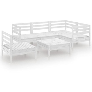 6-tlg. Garten-Lounge-Set Massivholz Kiefer Weiß