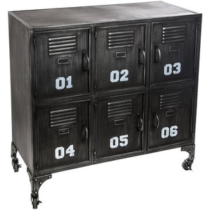 6-türiger Schrank Sevin Schwarzes Metall, 90x89 cm