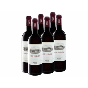 6 x 0,75-l-Flasche Ornellaia Bolgheri Superiore DOC trocken, Rotwein 2020 - Original-Holzkiste