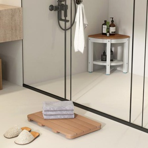 60 x 48 cm Toilettenmatte aus Hips Holz-Design Badematte bis 150kg Belastbar Badvorleger Braun