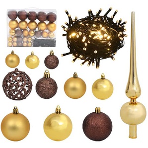 61-tlg. Weihnachtskugel-Set mit Spitze & 150 LEDs Golden Bronze