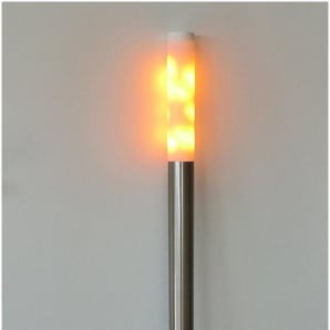 6287 Außen Design Fackel 0,80m Amber LED Ø38mm rund IP44 Eisen gebürstet