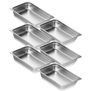 6er-Pack Hotelpfannen, Dampfpfanne in voller Größe mit Anti-Stau-Funktion, 0,8 mm dicke Edelstahl-Dampftischpfanne für Restaurants, 4 Zoll tiefe kommerzielle Tischpfanne, Catering-Aufbewahrungspfanne für Lebensmittel, für Industrie und Wissenschaft