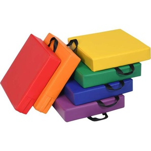 6er Set Kinder Stuhlkissen mit Griff, Bodenkissen mit Reissverschluss, Sitzkissen Mehrfarbig, Sitzerhoehung Hauptkissen fuer Kinderzimmer und