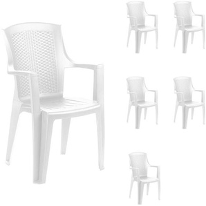 6er Stapelstuhl Eden Rattan-Optik Weiß-MEDN050BI-6