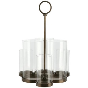 6er Windlicht - schwarz - Metall, Glas - 36 cm - [25.8] | Möbel Kraft