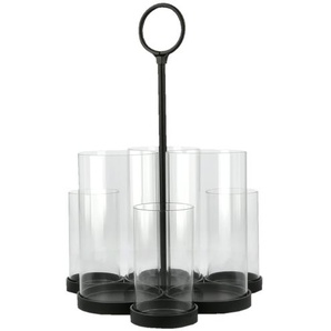 6er Windlicht - schwarz - Metall, Glas - 36 cm - [25.8] | Möbel Kraft