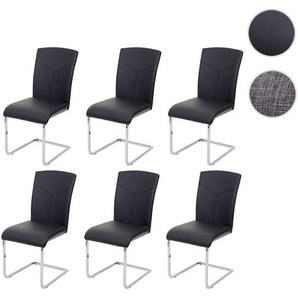 6er-Set Esszimmerstuhl HWC-F36, Freischwinger Küchenstuhl Konferenzstuhl ~ Kunstleder, schwarz