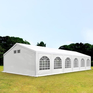 6x12m Partyzelt, PE-Plane, weiß, mit Bodenrahmen - (92105)