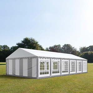 6x12m Partyzelt, PVC-Plane, grau-weiß - (6060)
