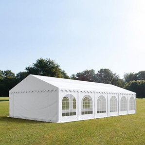 6x12m Partyzelt, PVC-Plane, weiß, mit Bodenrahmen - (7257)