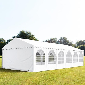 6x12m Partyzelt, PVC-Plane, weiß, mit Bodenrahmen - (7859)
