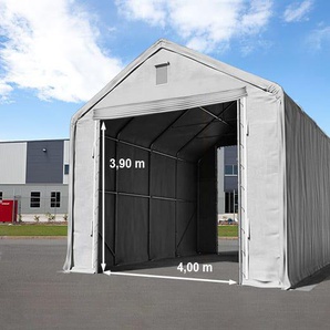 6x12m Zelthalle, PRIMEtex-Plane, grau, mit Statik (Betonuntergrund) - (48849)
