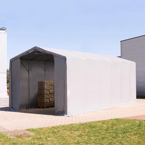 6x12m Zelthalle, PVC-Plane, grau, mit Statik (Betonuntergrund) - (94131)