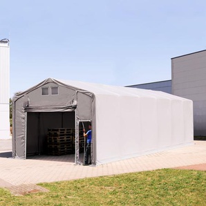 6x12m Zelthalle, PVC-Plane, grau, mit Statik (Erduntergrund) - (93889)