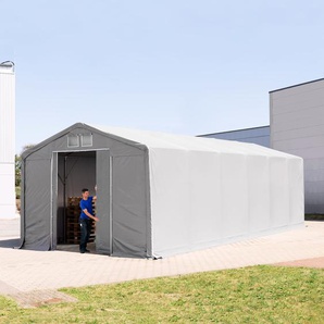 6x12m Zelthalle, PVC-Plane, grau, mit Statik (Erduntergrund) - (93890)