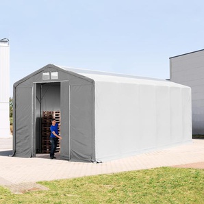 6x12m Zelthalle, PVC-Plane, grau, mit Statik (Erduntergrund) - (93902)