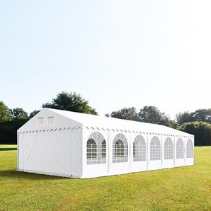 6x14m Partyzelt, PVC-Plane, weiß, mit Bodenrahmen - (2633)