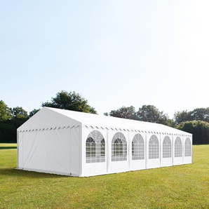 6x14m Partyzelt, PVC-Plane, weiß, mit Bodenrahmen - (5376)