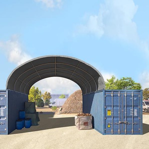6x6m Container Überdachung, PRIMEtex-Plane, grau, mit Statik - (47600)