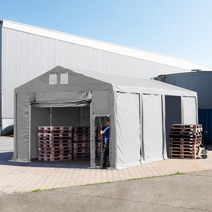 6x8 m Lagerzelt, PVC-Plane, grau, mit Bodenrahmen, ohne Statik - (79814)
