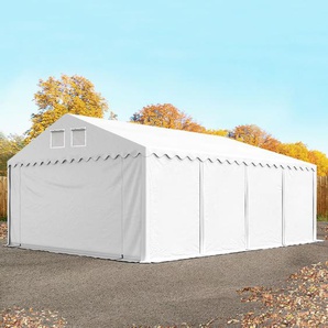 6x8 m Lagerzelt, PVC-Plane, weiß, mit Bodenrahmen, mit Statik (Erduntergrund) - (57638)