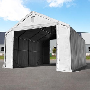 6x8m Zelthalle, PRIMEtex-Plane, grau, mit Statik (Erduntergrund) - (48672)