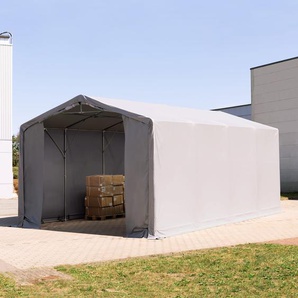 6x8m Zelthalle, PVC-Plane, grau, mit Statik (Erduntergrund) - (93875)