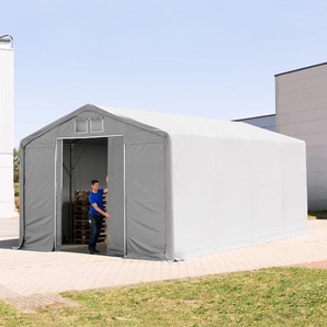 6x8m Zelthalle, PVC-Plane, grau, mit Statik (Erduntergrund) - (93877)