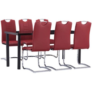 7-tlg. Essgruppe Kunstleder Rot