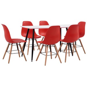 7-tlg. Essgruppe Kunststoff Rot