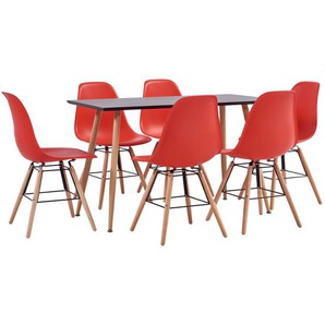 7-tlg. Essgruppe Kunststoff Rot