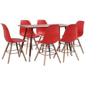 7-tlg. Essgruppe Kunststoff Rot