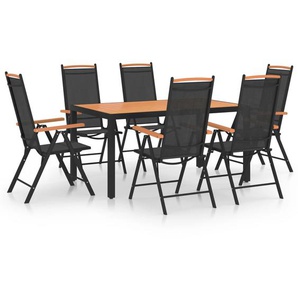 7-tlg. Garten-Essgruppe Aluminium Schwarz