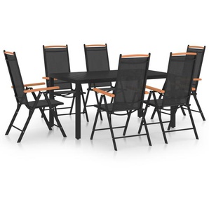7-tlg. Garten-Essgruppe Aluminium Schwarz
