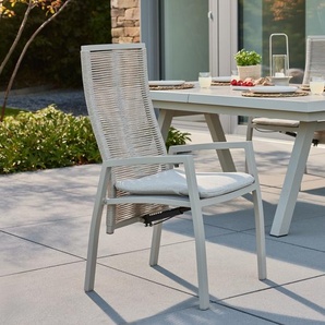 7011 Positionsstuhl, Lehne aus Rope in Beige, Gestell: Alu in Taupe, inkl. Kissen in Beige