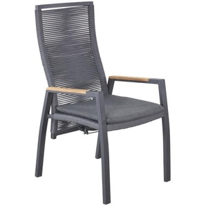 7011 Gartenstuhl, mit Teakarmlehne, inkl. Kissen in Sooty Gestell: Aluminium anthrazit