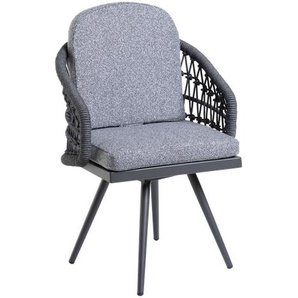 7012 Drehstuhl, inkl. Sitzkissen Olefin Teddy hellgrau, Gestell Aluminium anthrazit