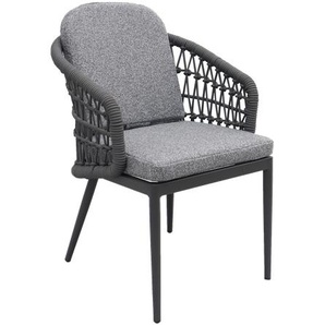 7012 Stuhl, inkl. Sitzkissen Olefin Teddy hellgrau, Gestell Aluminium anthrazit