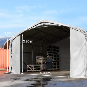 7x7m Zelthalle, PVC-Plane, grau, mit Statik (Erduntergrund) - (49467)