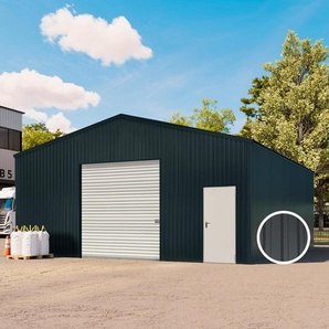 8,19 x 8,68 m TITAN, Stahldach, Leichtbauhalle, Trapezblechverkleidung, Anthrazit, mit Statik (Betonuntergrund), ohne Setangebot - (KROV00014)